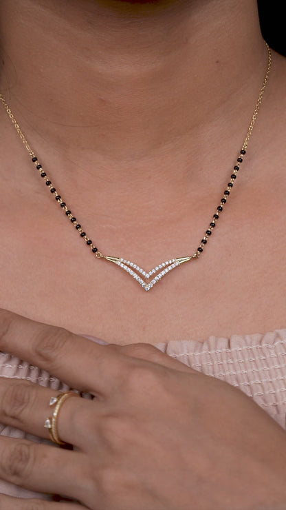 Elegant V-Curve 925 Silver Diamond Mangalsutra