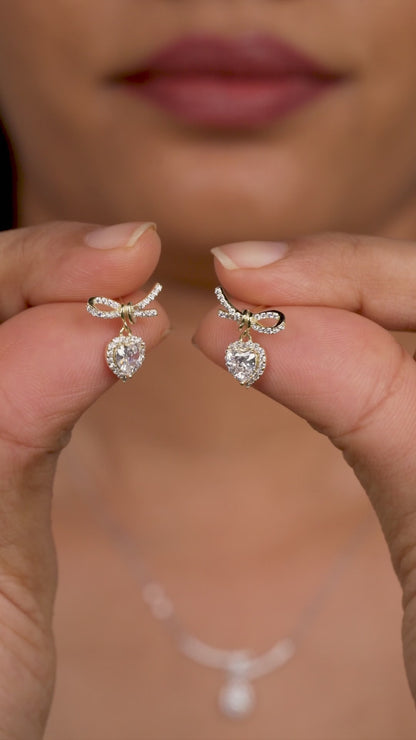 Celestia Bow-Topped Solitaire Earrings