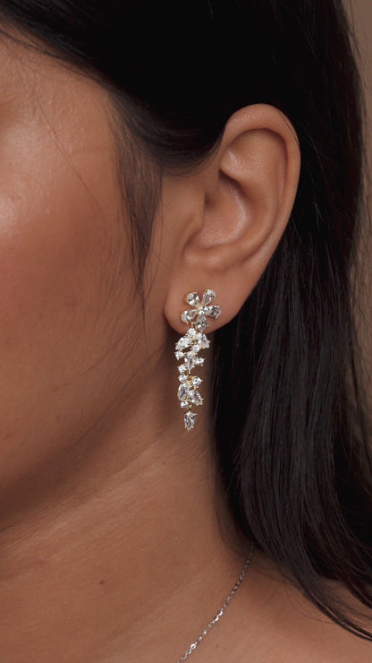 Crystal Blossom Cascading Diamond Earrings