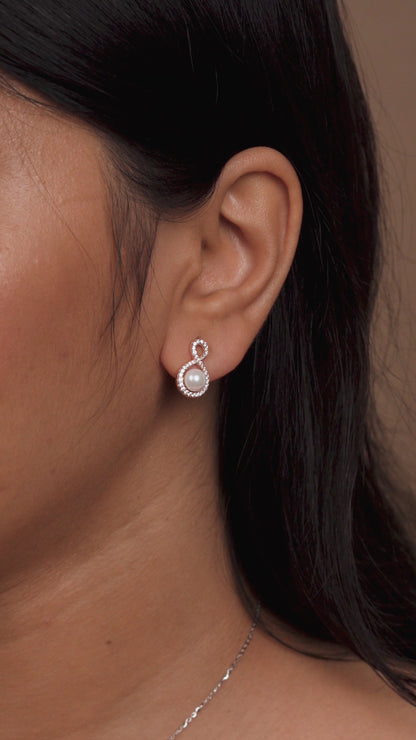 Infinity Pearl Stud Earrings