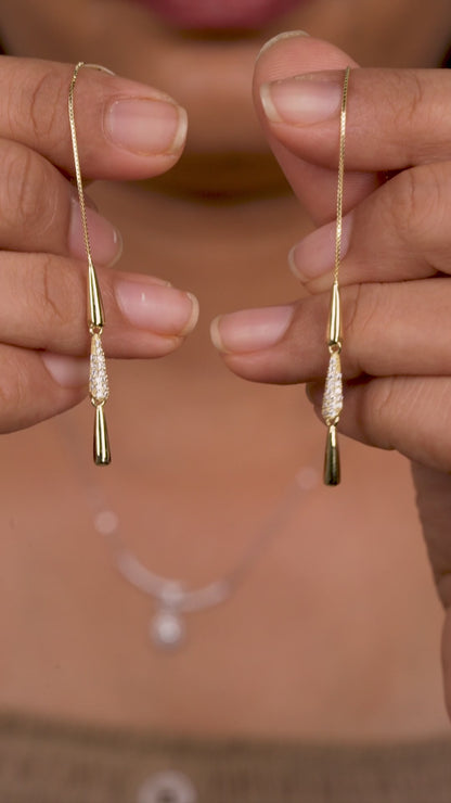 Gold Y-Necklace & Threader Earrings Set
