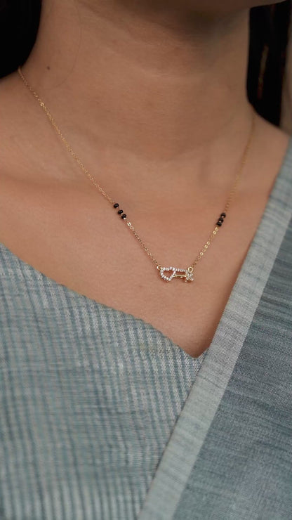Diamond Heart Key Mangalsutra Necklace