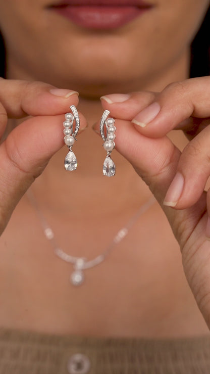 Aurora Teardrop Pearl & Crystal Earrings