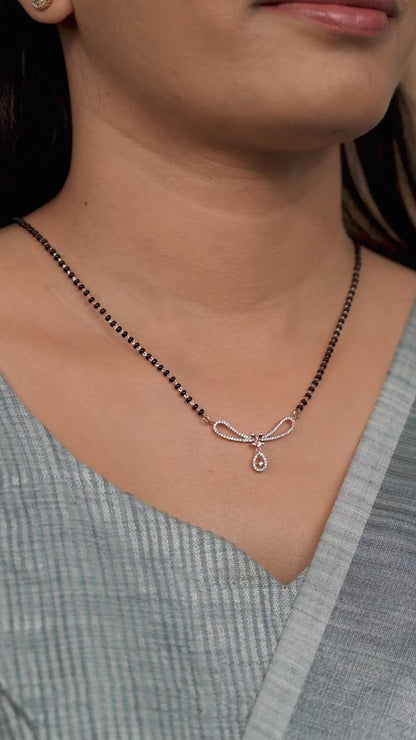Diamond Bow Drop Mangalsutra Necklace