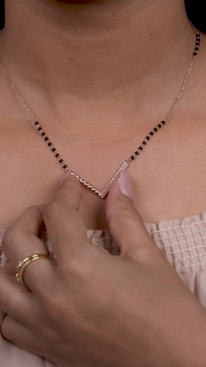 V-Shape Modern Mangalsutra Pendant in 925 Silver