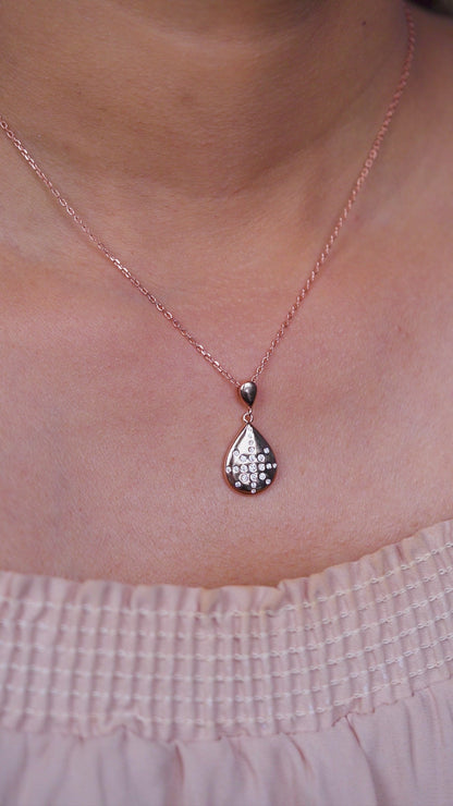 Rose Radiance Teardrop Pendant Necklace