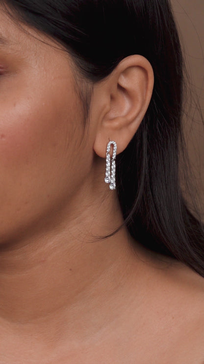 Double Row Sparkling Drop Earrings