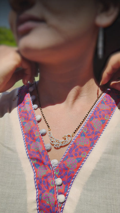 Diamond Peacock Motif Mangalsutra Necklace