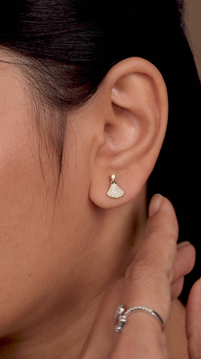 Golden Fan Sparkle Studs