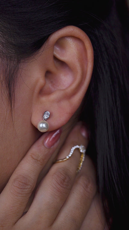 Classic Pearl Aura Drop Stud Earrings