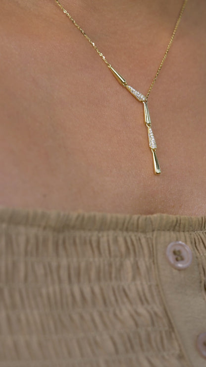 Gold Y-Necklace & Threader Earrings Set