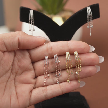 Celestia Dual Drop Bar Earrings