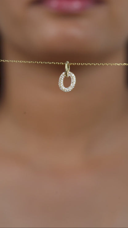 Luna Halo Oval Pendant Necklace