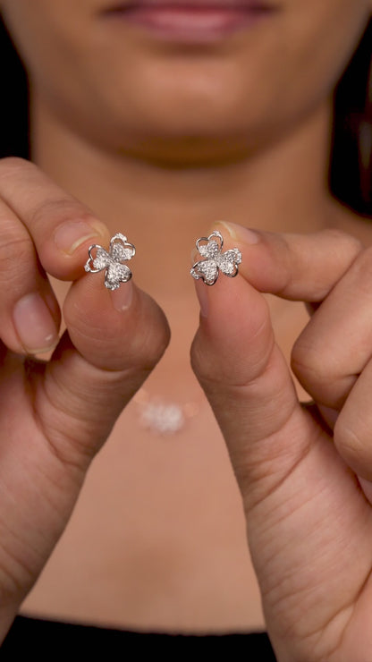 Blossom Gleam Silver-Tone Floral Stud Earrings