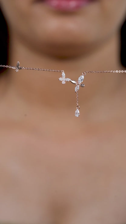 Crystal Butterfly Necklace, Earrings & Bracelet Set