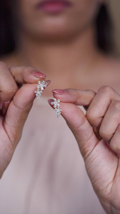 Crystal Petal Cascade Stud Earrings