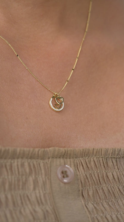 Eternal Bond Double Heart Circle Pendant