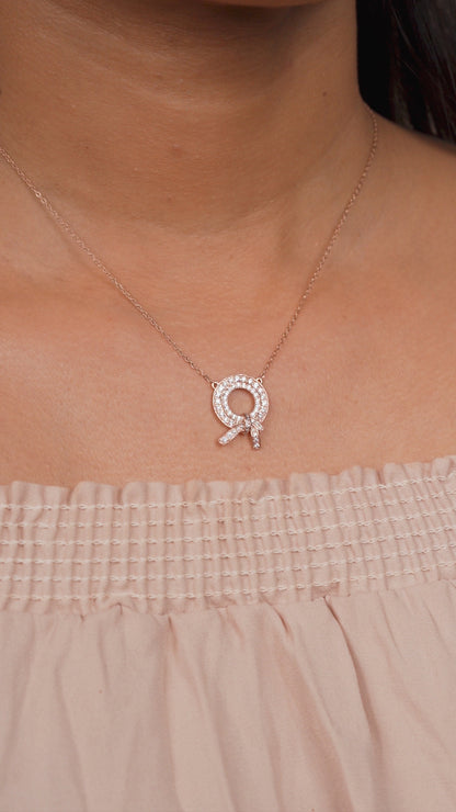 Radiant Ribbon Halo Pendant Necklace