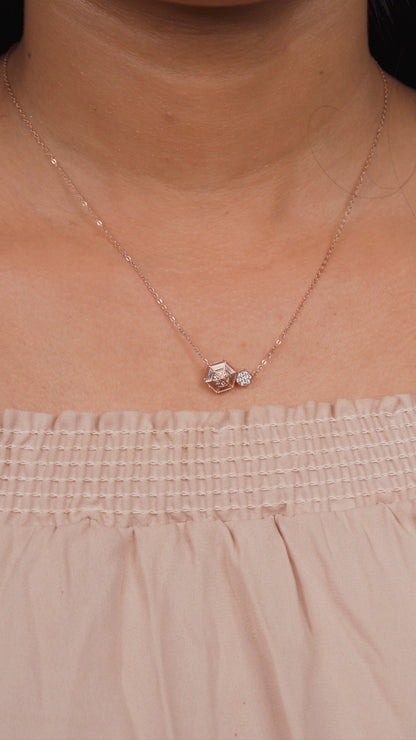 HexaAura Dual-Charm Geometric Pendant Necklace
